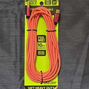 Gadget Gear 10 Foot 2.4 Amp Nylon Braided Micro USB Rapid Charge Cable- Pink